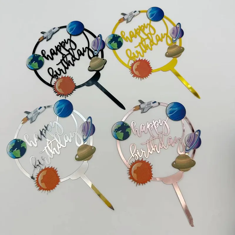 Kids Outdoor Merry Go Round - Ins Gold Space Planet Happy Birthday