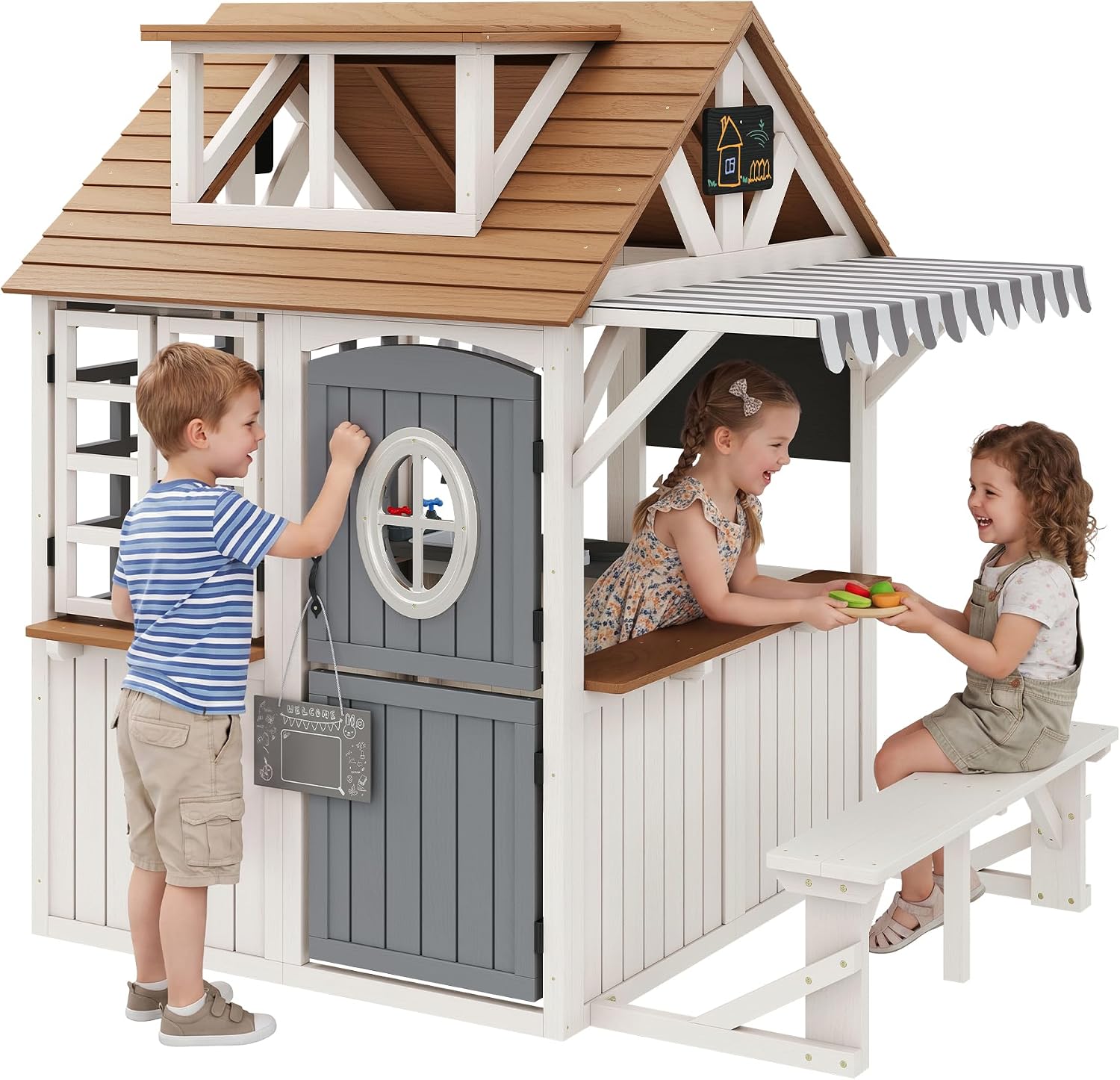 Kids Outdoor Chalkboard - Wytrzymały domek dla dzieci z drewna