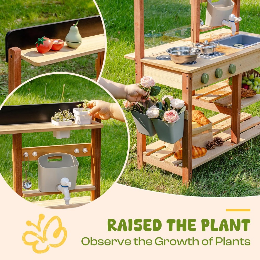 Kids Outdoor Mud Kitchen - Drewniana kuchnia do zabawy w błoto