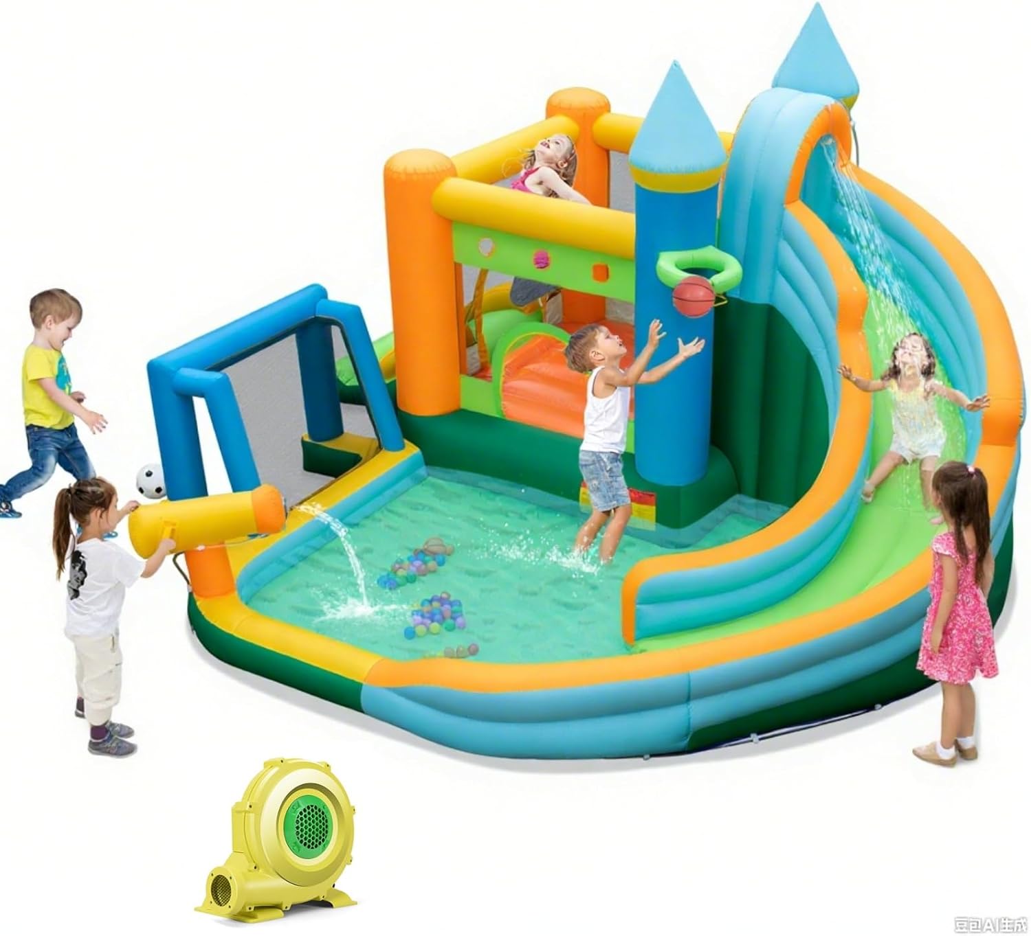 Kids Outdoor Bounce House - Nadmuchiwana zjeżdżalnia wodna 9w1 dla starszych
