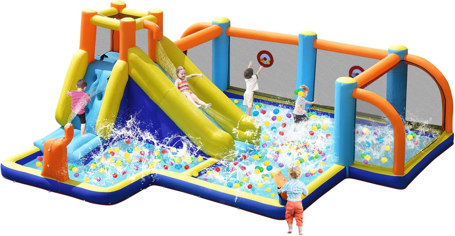 Kids Outdoor Bounce House - Ogromna dmuchana zjeżdżalnia wodna z bramkami