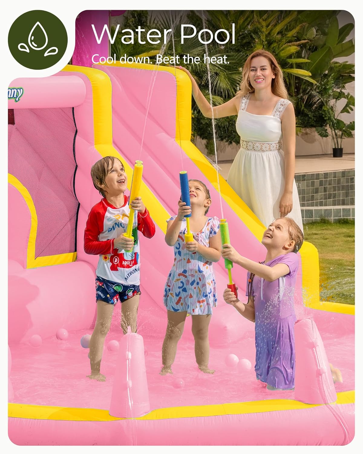 Różowa dmuchana zjeżdżalnia wo – Kids Outdoor Bounce House recenzja i cena