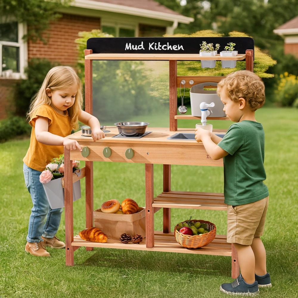 Drewniana kuchnia do zabawy w  – Kids Outdoor Mud Kitchen recenzja i cena