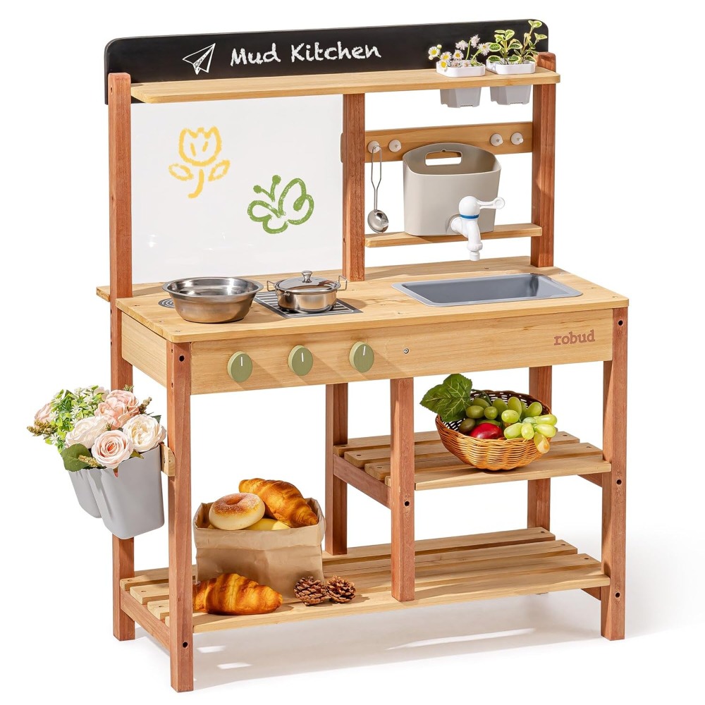 Drewniana kuchnia do zabawy w  – Kids Outdoor Mud Kitchen recenzja i cena