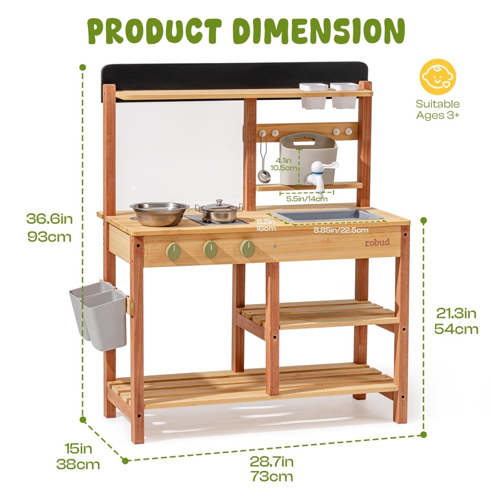 Drewniana kuchnia do zabawy w  – Kids Outdoor Mud Kitchen recenzja i cena