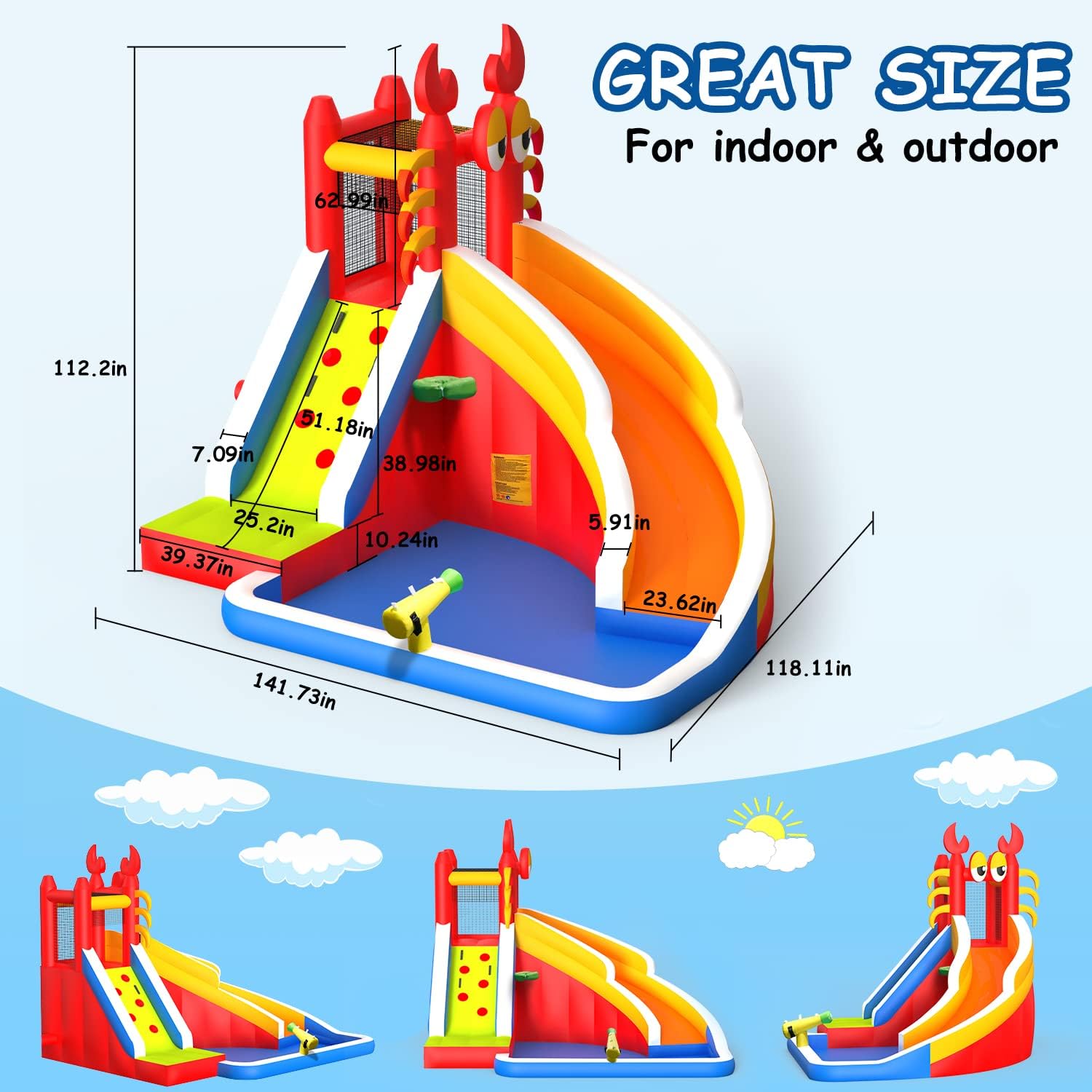 Duży dmuchany zamek do skakani – Kids Outdoor Bounce House recenzja i cena